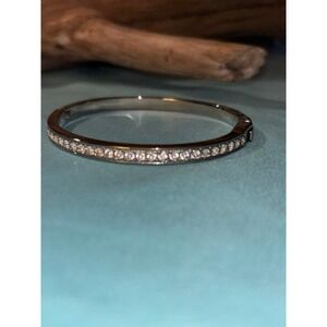 Silver-tone‎ Hinged Bangle Bracelet